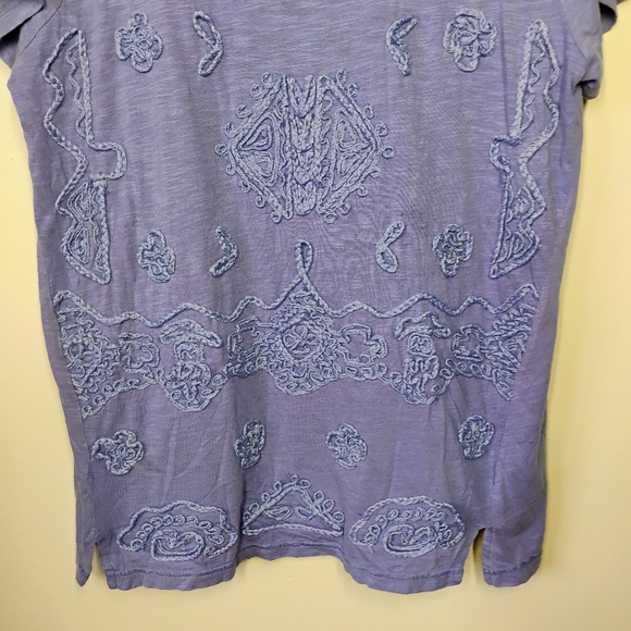 Lucky Brand Soutache Top Womens Plus 1X Purple Boho Embroidered Cotton Relaxed - Picture 2 of 11